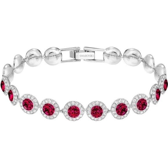 Swarovski Jewelry - SWAROVSKI Silver Buckle Bracelet with Red Crystals NEW IN BOX